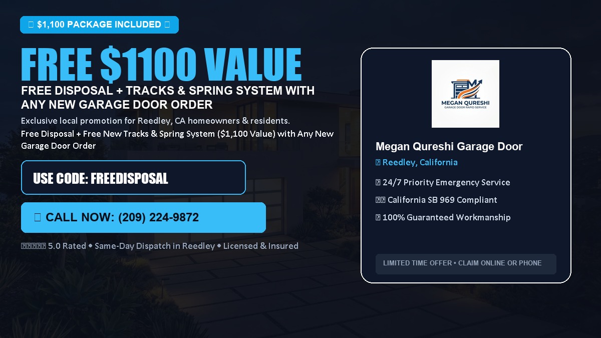 Free Disposal + Free New Tracks & Spring System with Any New Garage Door Order ($1100 Value) in Reedley, CA